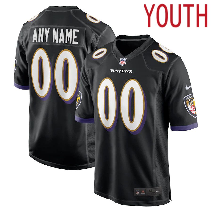Youth Baltimore Ravens Nike Black Game Custom NFL Jersey->customized nfl jersey->Custom Jersey